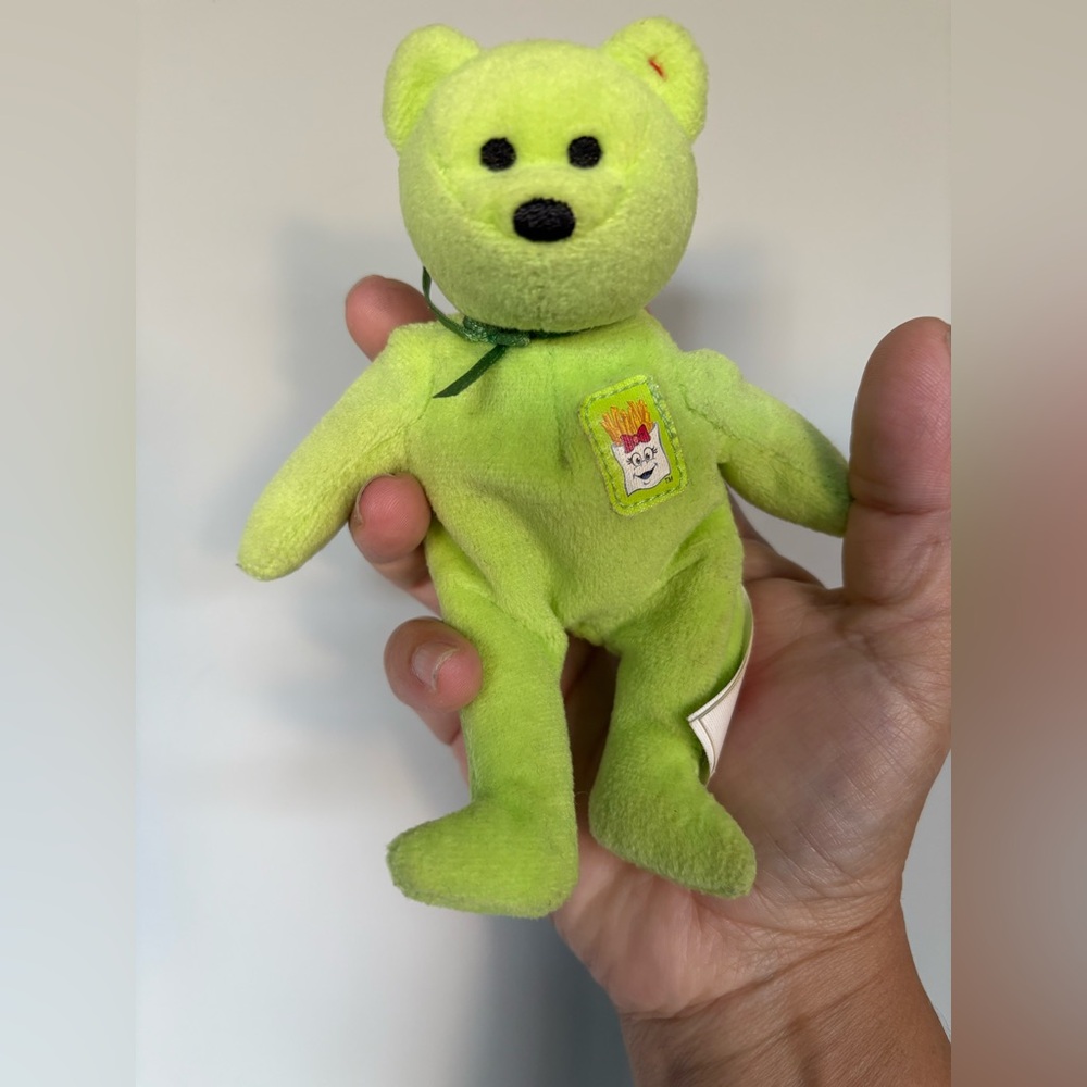 2004 McDonald’s Vintage TY Beanie Baby – Neon Green Fries Bear